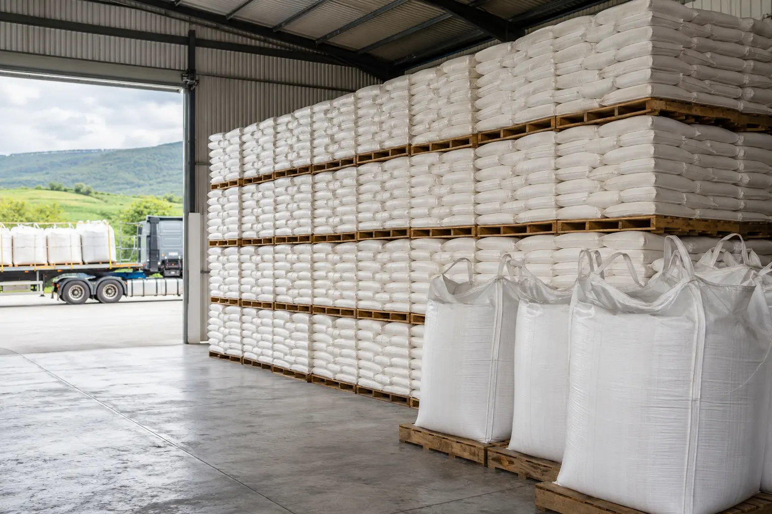 Fertiliser stock in 50 kg bags and one-ton bulk bags
